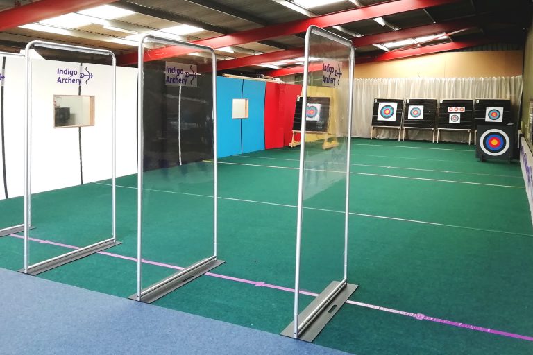 indoor range with 5 targets and seperation screens